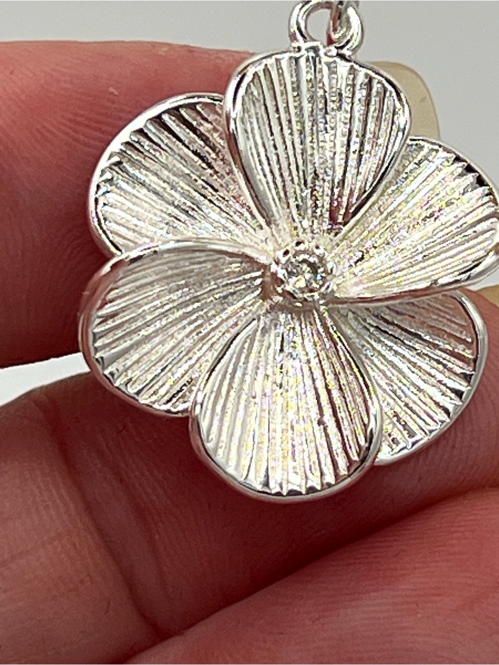 Sterling Silver Flower Drop Earrings – Elegant Floral Statement Earrings - Picture 4 of 5